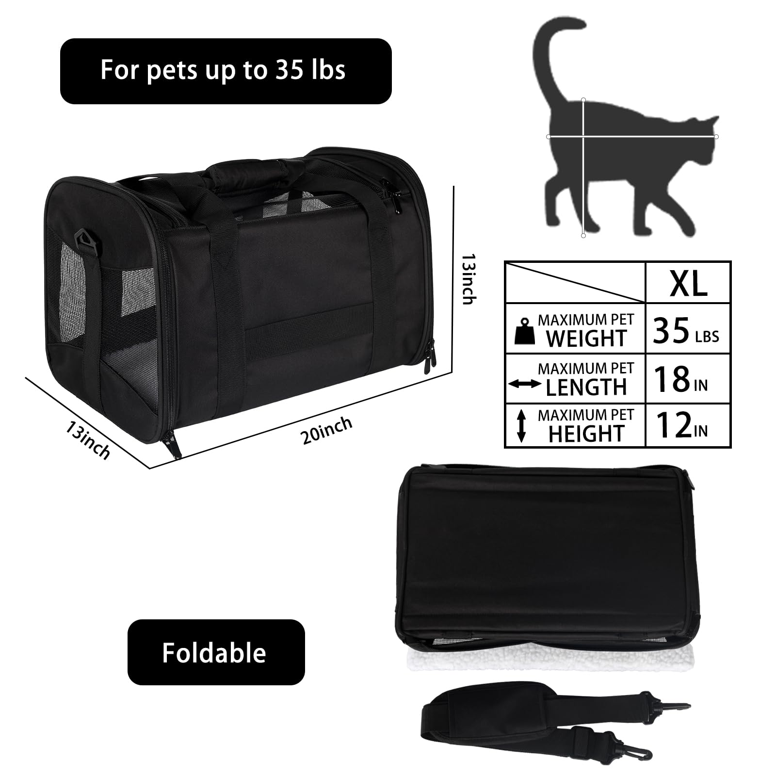 Cat Carrying Case Pet Carrier Airline Approved, Protable Carrier