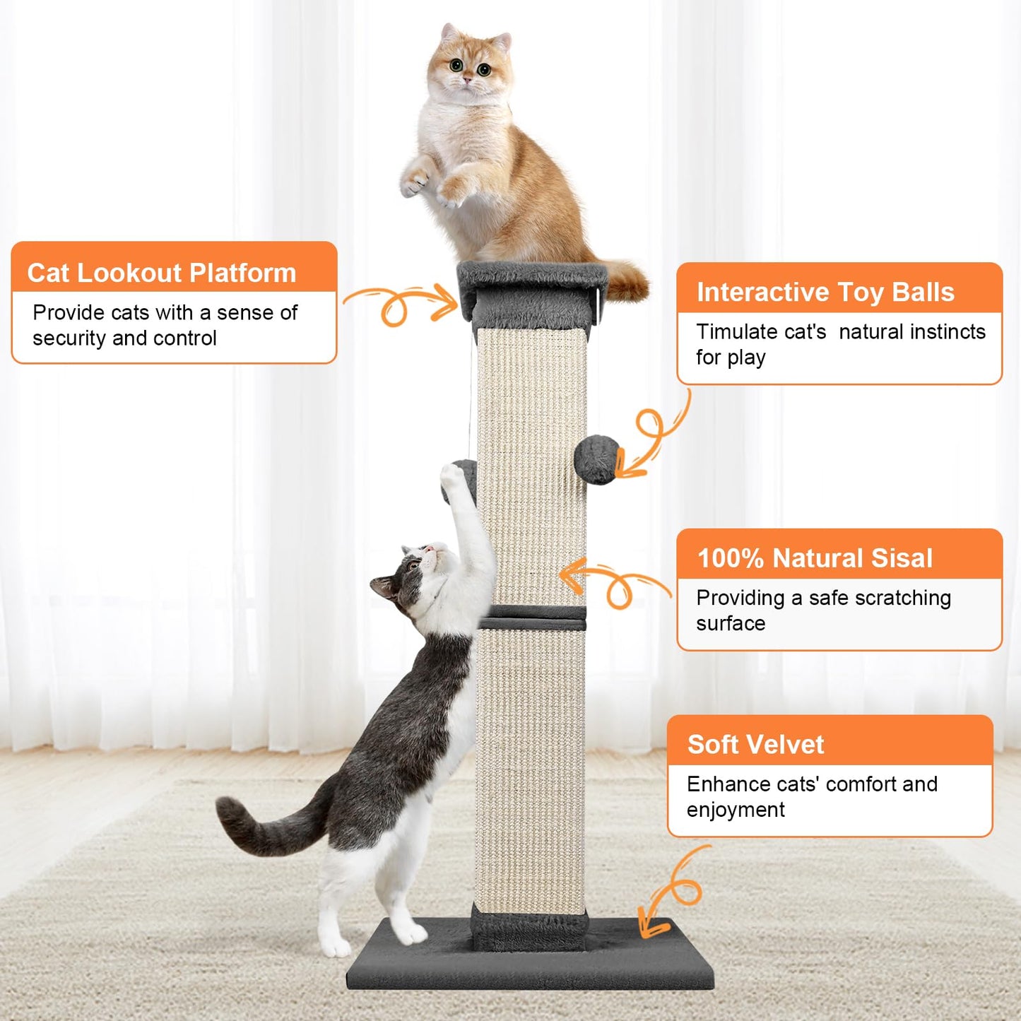 Cat Scratching Post Nature Sisal Scratch Post for Indoor Scratcher