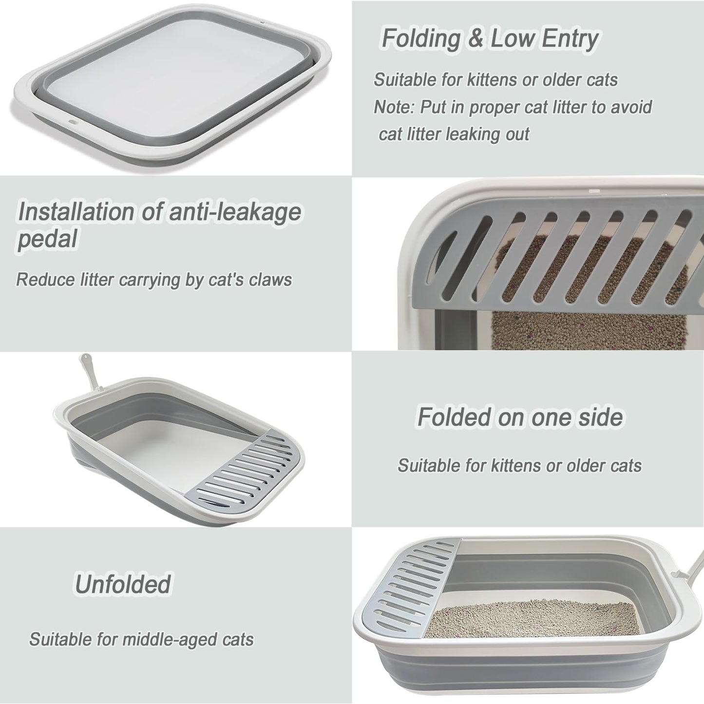 chuyouan Collapsible Small Cat Litter Box,Kitten Open Potty Pan Box