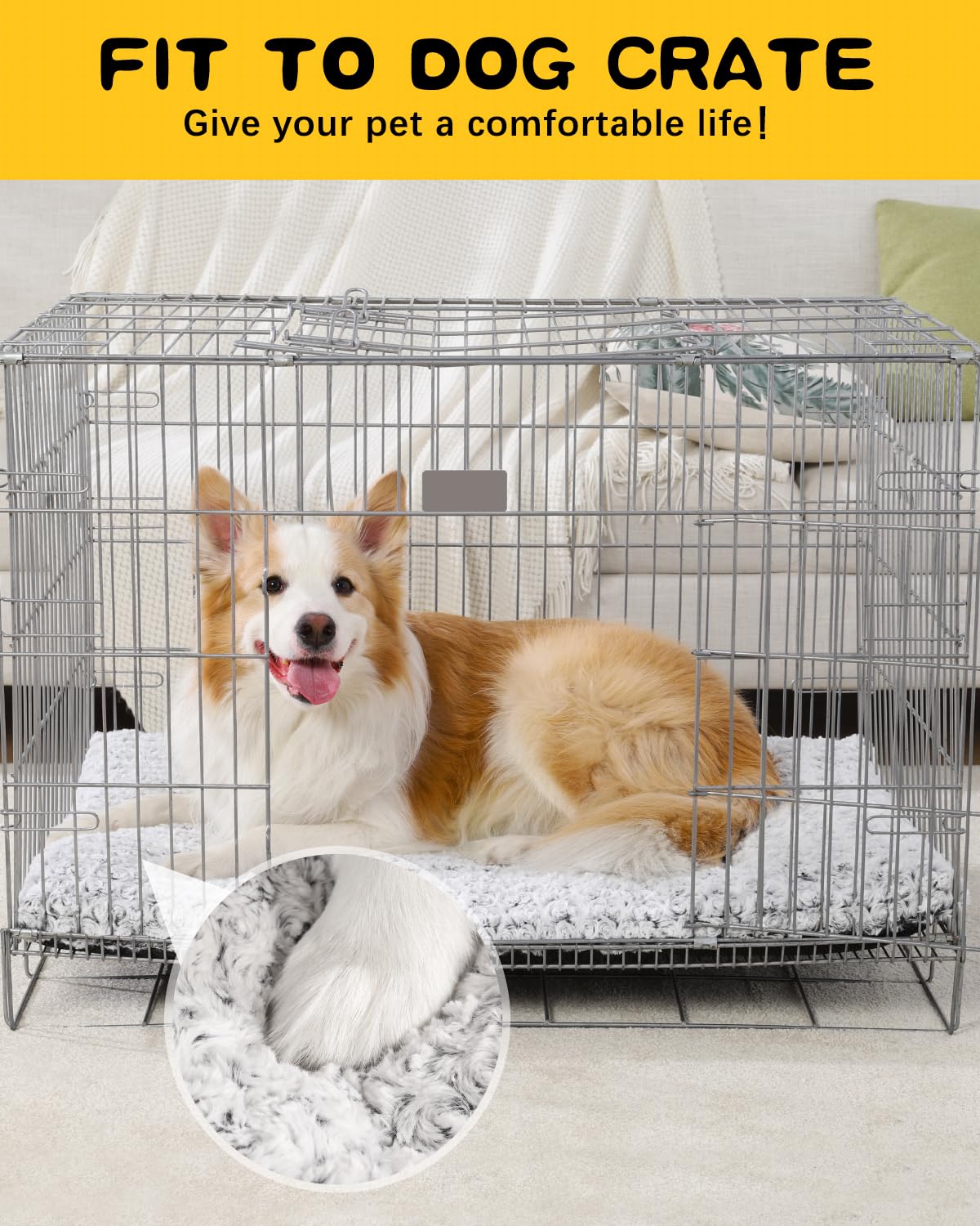 WAYIMPRESS Washable Dog Bed Crate Pad for Medium Large Size, Bed