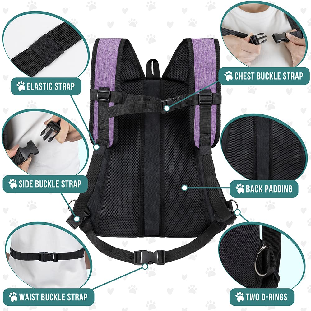 PetAmi Adjustable Cat Dog Chest Carrier Backpack, Ventilated Carrier