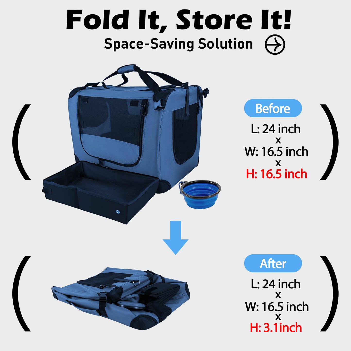 Prutapet Large Cat Carrier x16. x16.5" Soft-Sided Portable Pet Crate