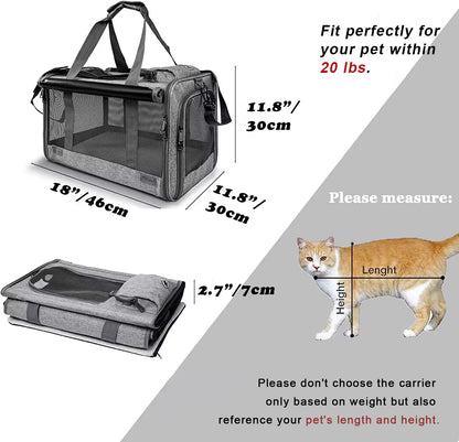 GAPZER Pet Carrier for Large Cats, Soft-Sided Cat Carrier
