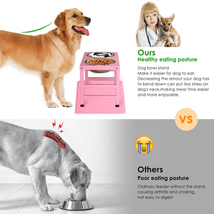 ADENGL Metal Raised Dog Bowl Stand for Large Dogs, Stronger Mat