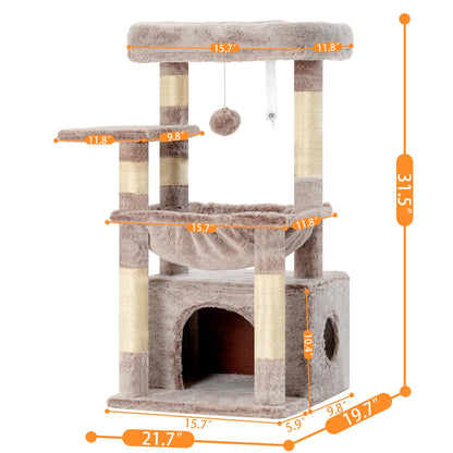 Heybly Cat Tree, Kitten Tower with Large Soft Cat Basket, Cat Condo