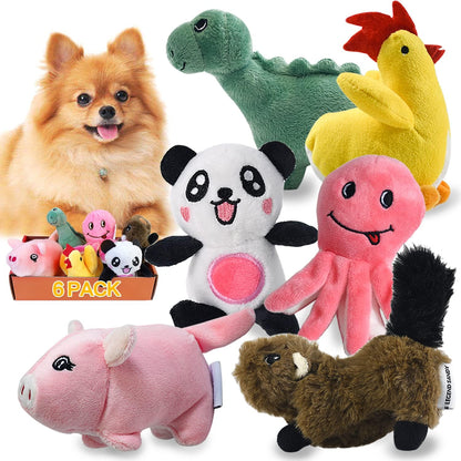 LEGEND SANDY Squeaky Plush Dog Toy 6 Pack for Puppy, Small Plush