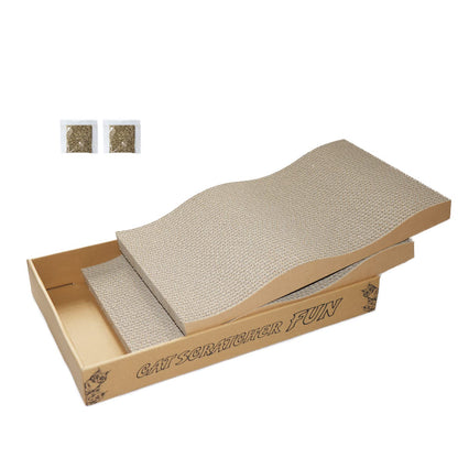 RUBMEOW Cat Scratch Pad Cardboard Scratcher Box,2PCS in 1 Pad