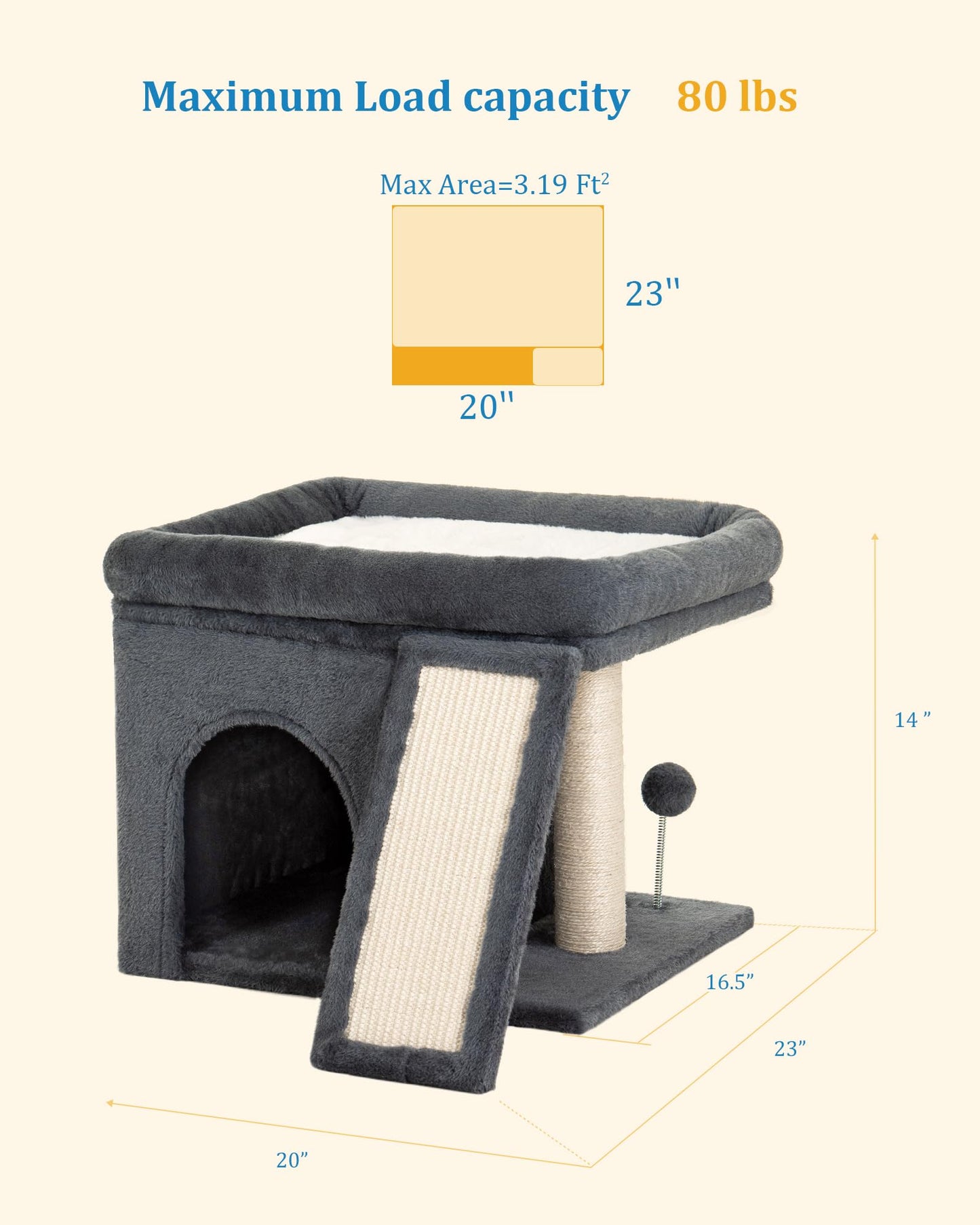 Aechonow Cat Tree for Large Cats, Cat Tree Tower with Scratching Bed