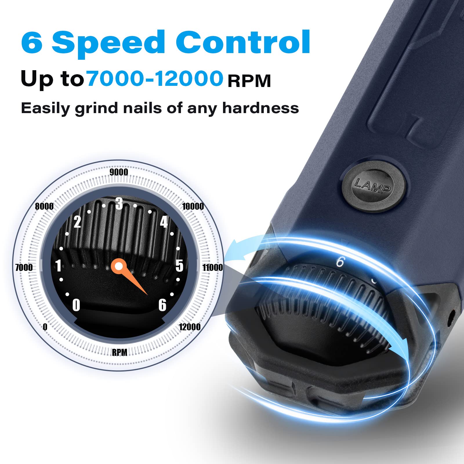 Casfuy 6-Speed Dog Nail Grinder Enhanced Pet Nail Grinder Trimmer