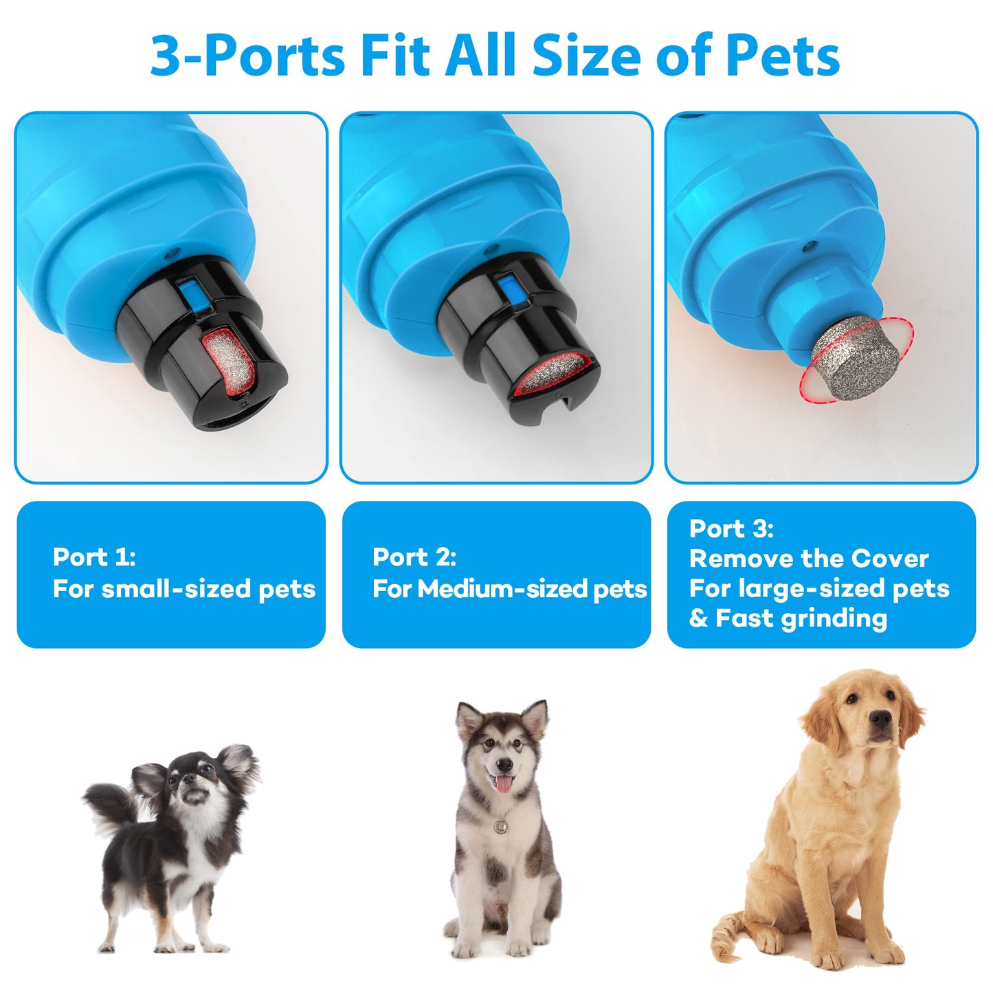 Casfuy Dog Nail Grinder with 2 LED New Version 2-Speed Trimmer