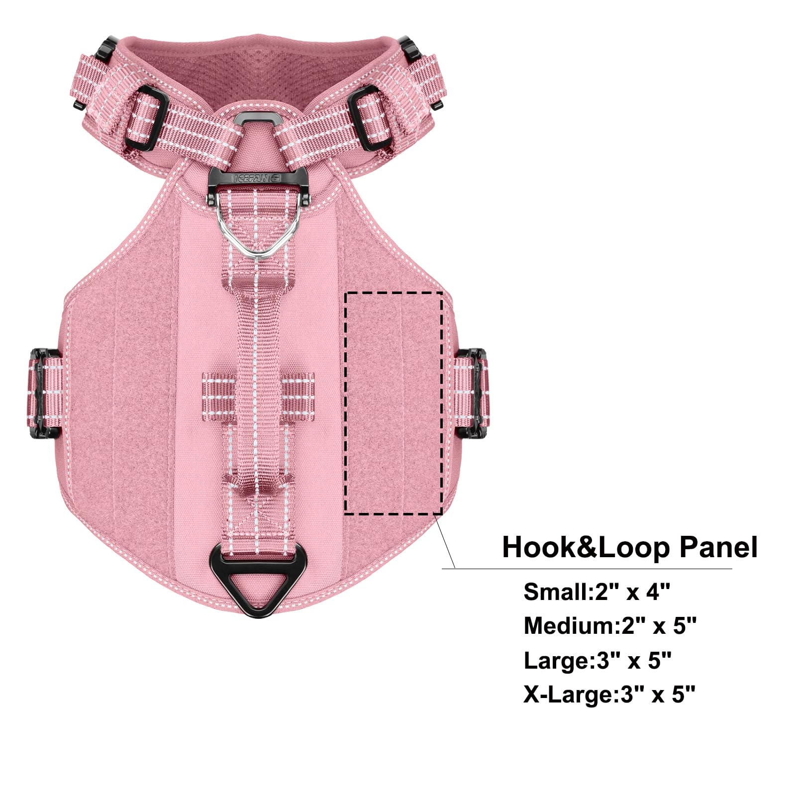 ICEFANG GN8 Tactical Dog Harness for Large Sized Dogs,Full Metal Leash