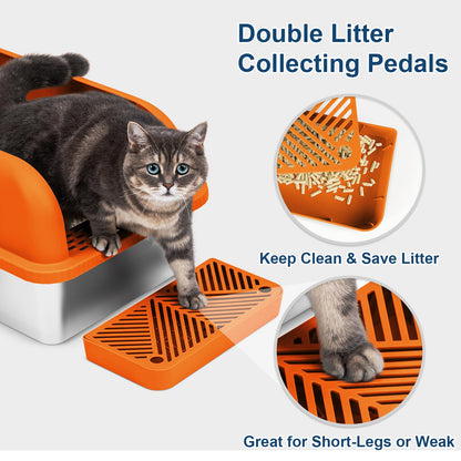 Enclosed Stainless Steel Litter Box with Lid Extra Large Litter