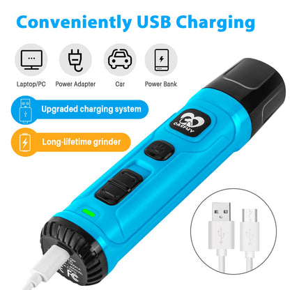 Casfuy Dog Nail Grinder with 2 LED New Version 2-Speed Trimmer