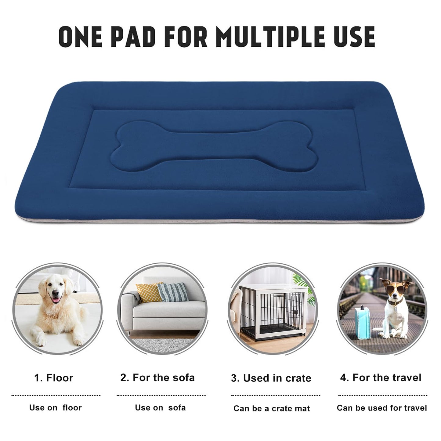 JoicyCo Extra Large Dog Bed Soft Dog Crate Pad Mat, Non-Slip Crate