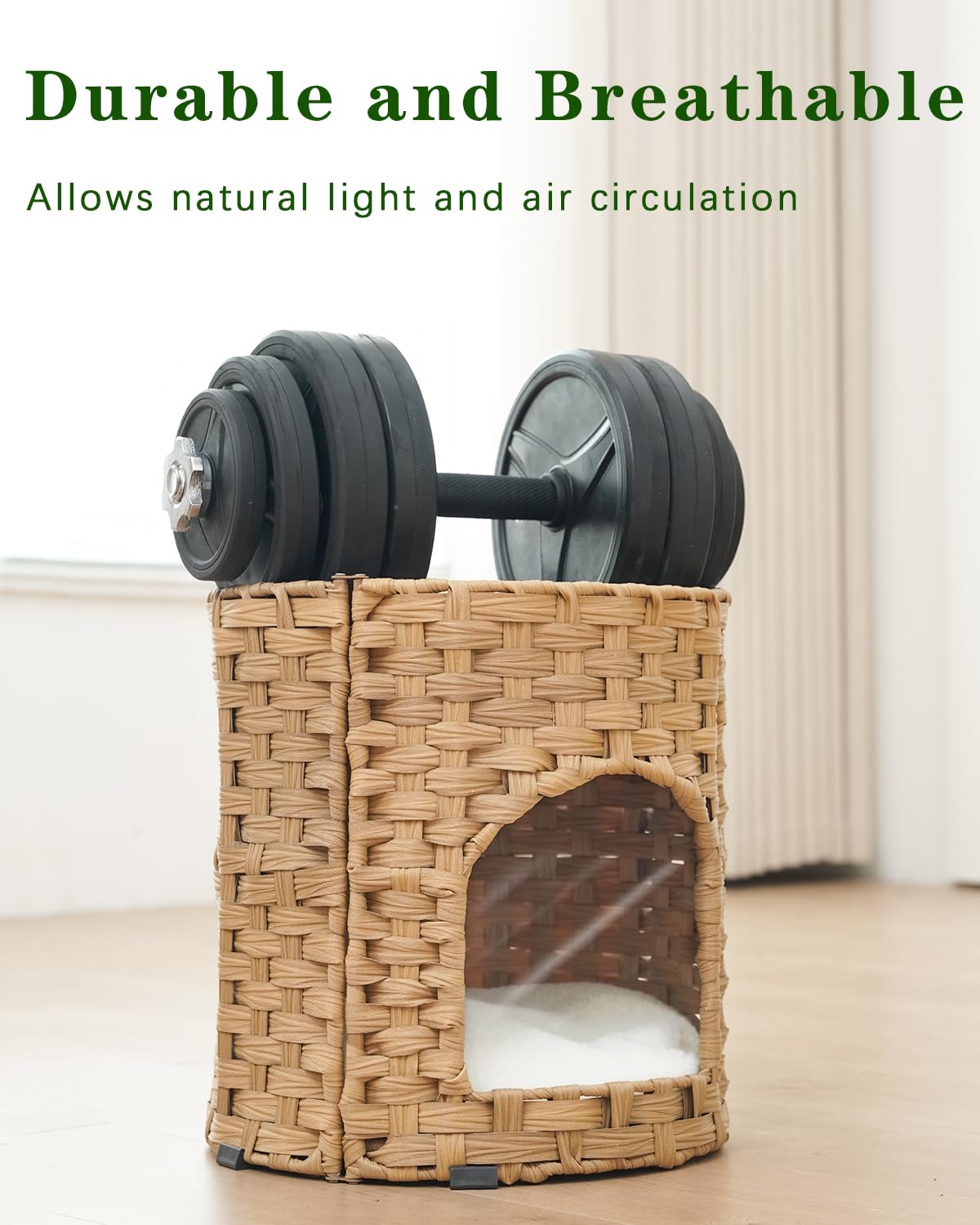 SETVSON Cat House for Indoor Cat, Small Cat Houses Handwoven PE Bed