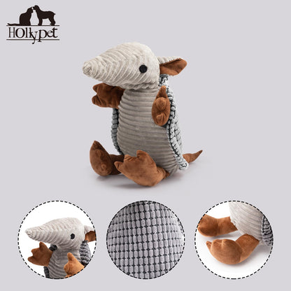 Hollypet Plush Dog Squeaky Toy Stuffed Armadillo Animal Pet Puppy Chew