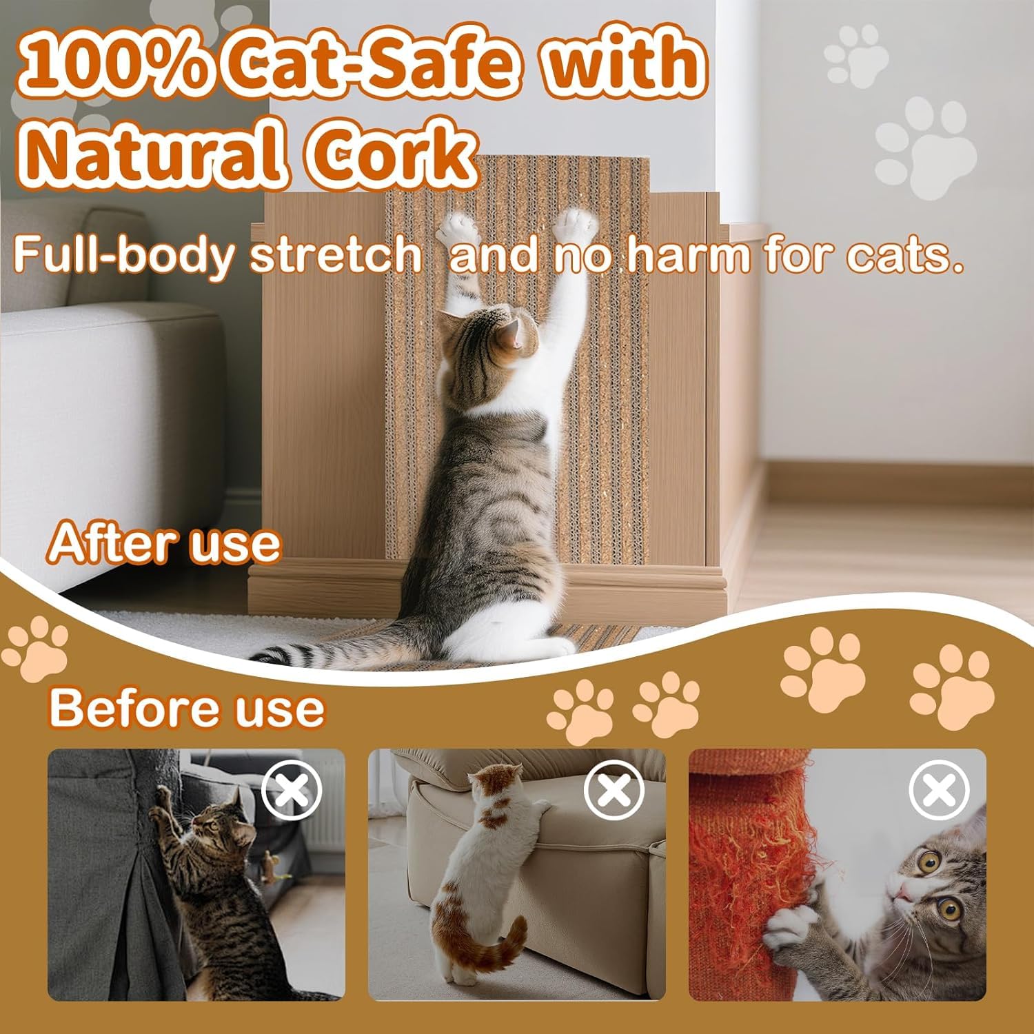 Natural Cork Cat Scratcher Boards for Wall Floor Natural Scratcher