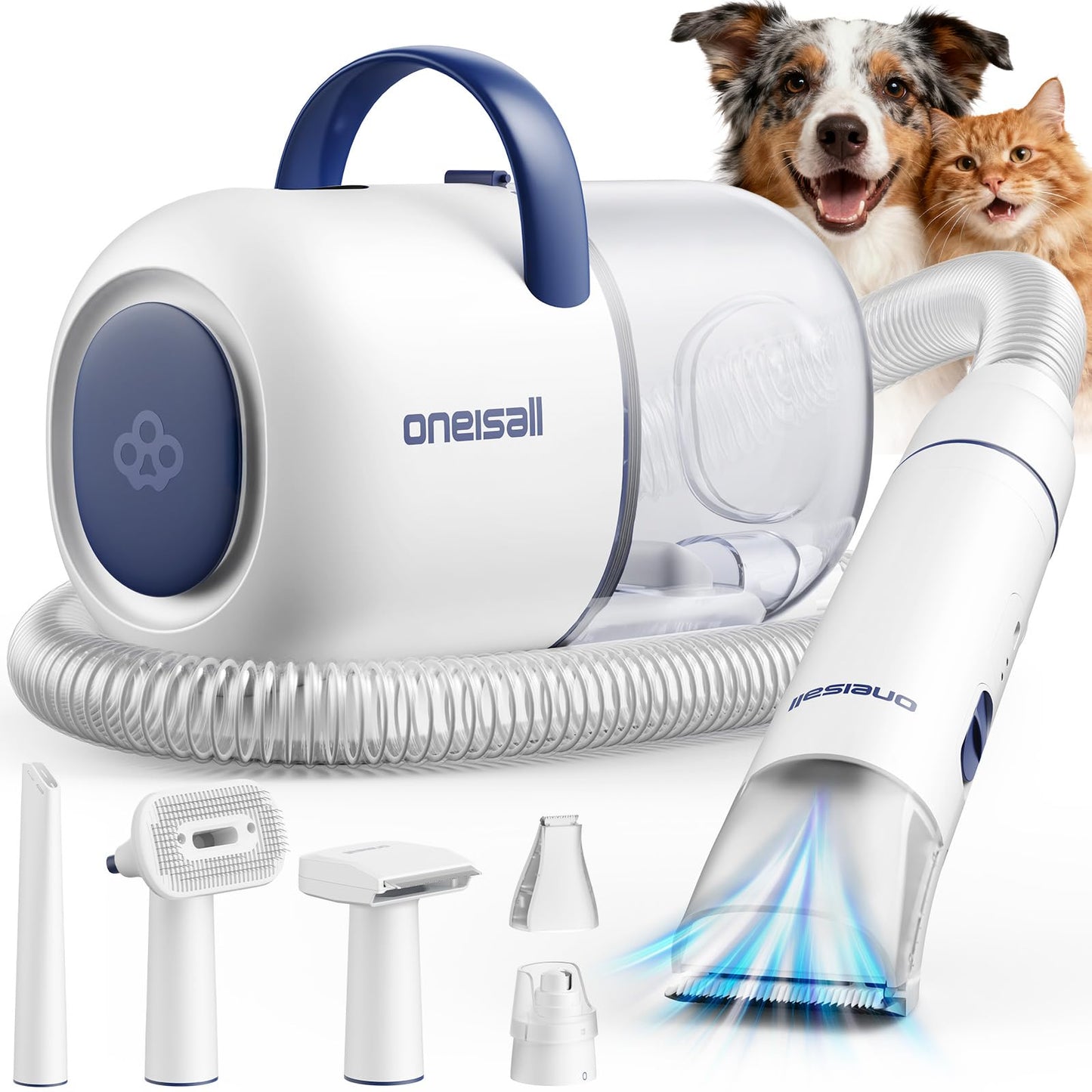 oneisall Dog Grooming Vacuum, 15000Pa Pet Vacuum Kit Shedding Trimmer