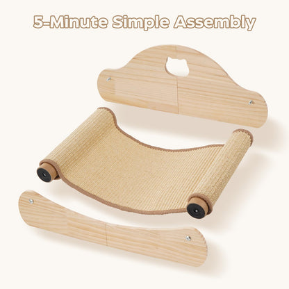 Avont Sisal Cat Scratcher Bed for Indoor Cats, Solid Wood Scratcher