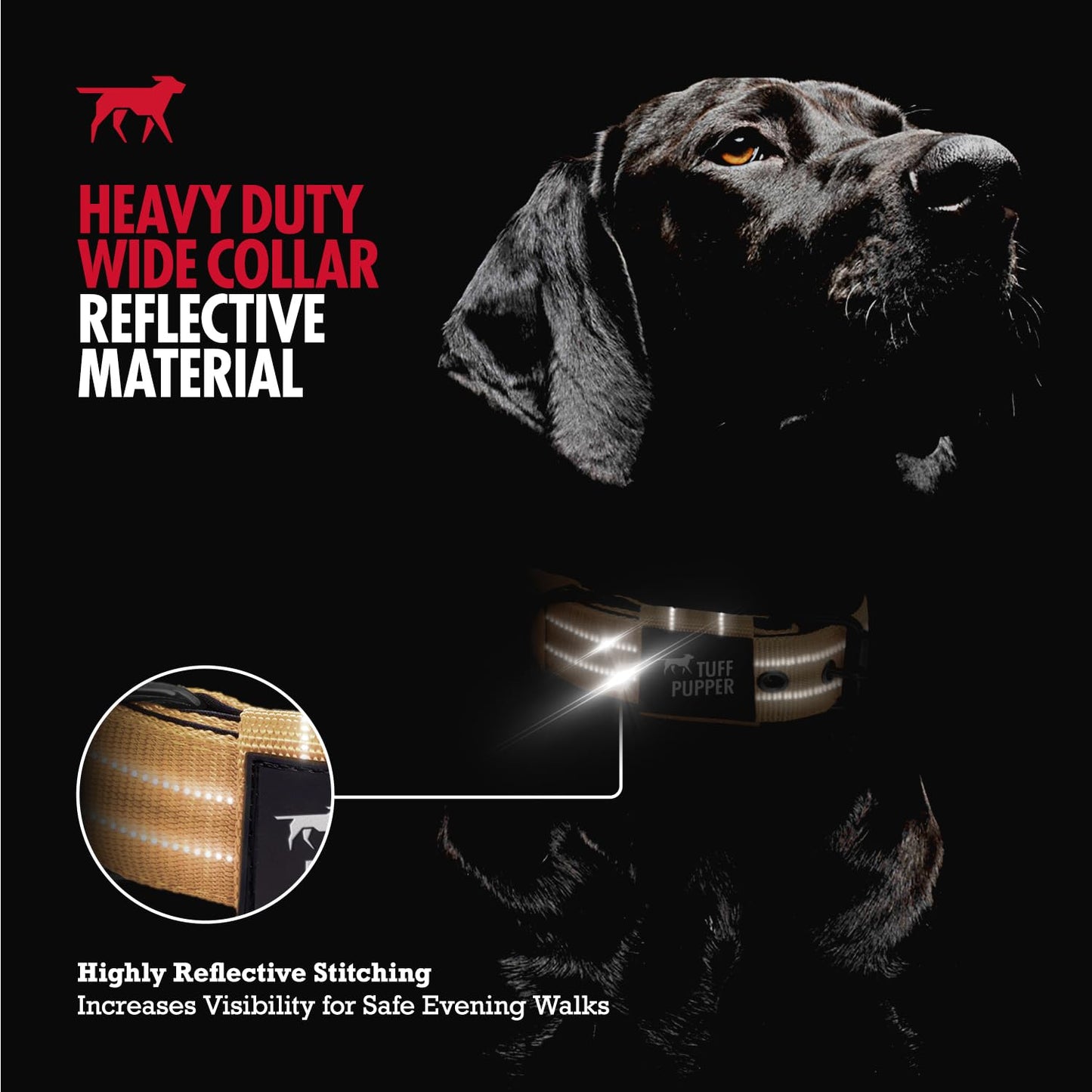 Tuff Pupper Heavy Duty Tactical Dog Collar, 1.5" Wide Ballistic Collar