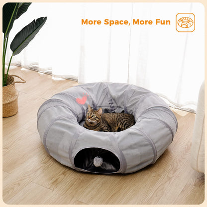 PAWZ Road Cat Tunnel Bed Large Cat Donut Tunnel for Indoor Bed