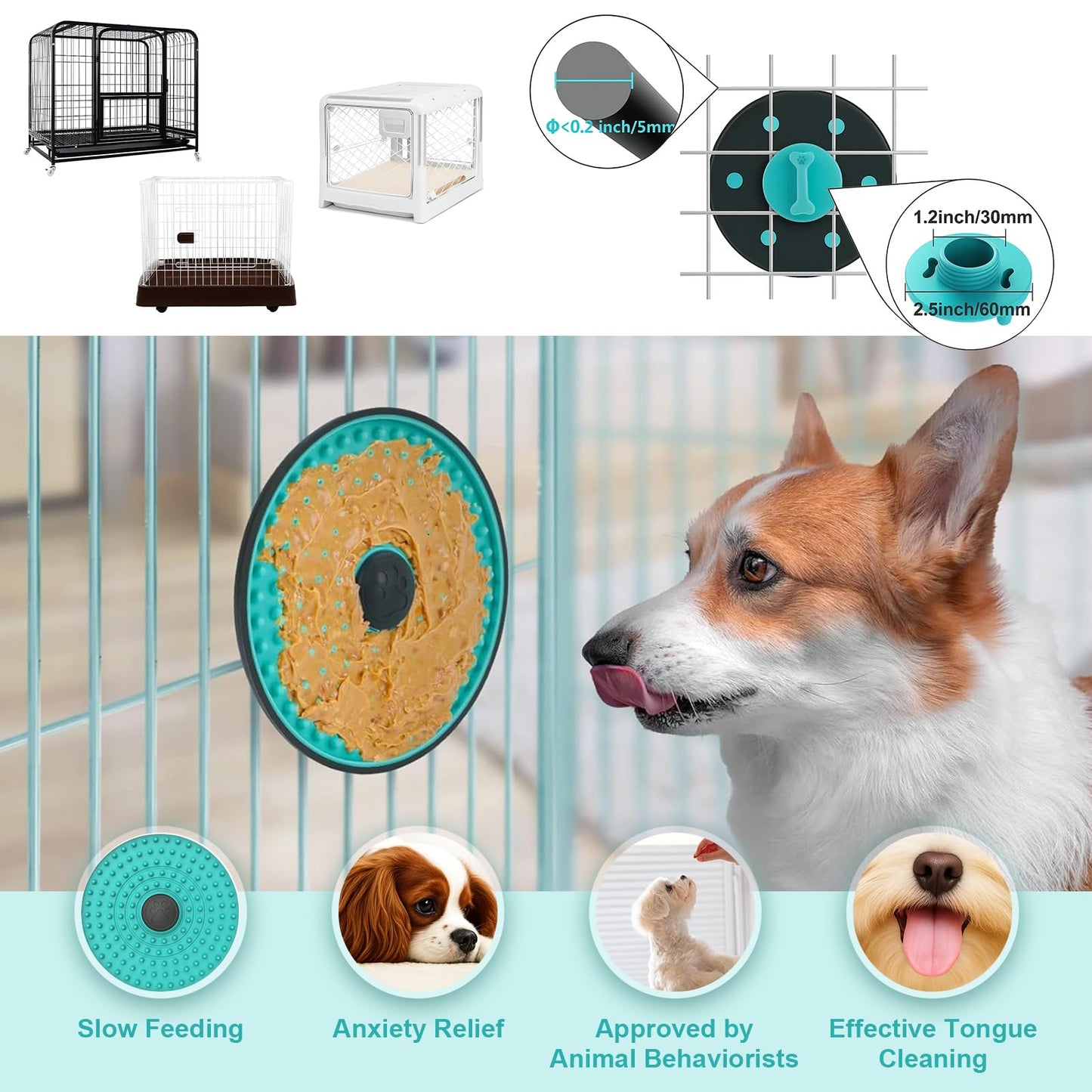 Lick Mat for Dogs, Dog Crate Lick Pads Slow Feeder, Lick Pad Crate Mat