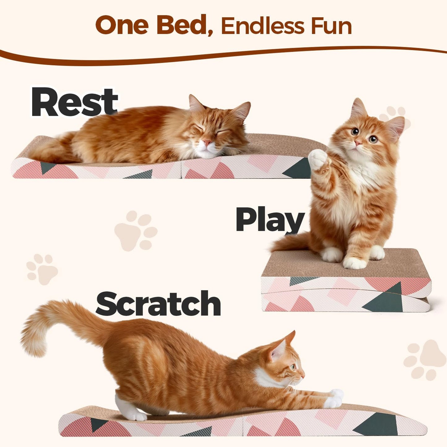 ComSaf Cat Scratcher Carboard Pad x10", Large Cat Scratcher Bed Pad