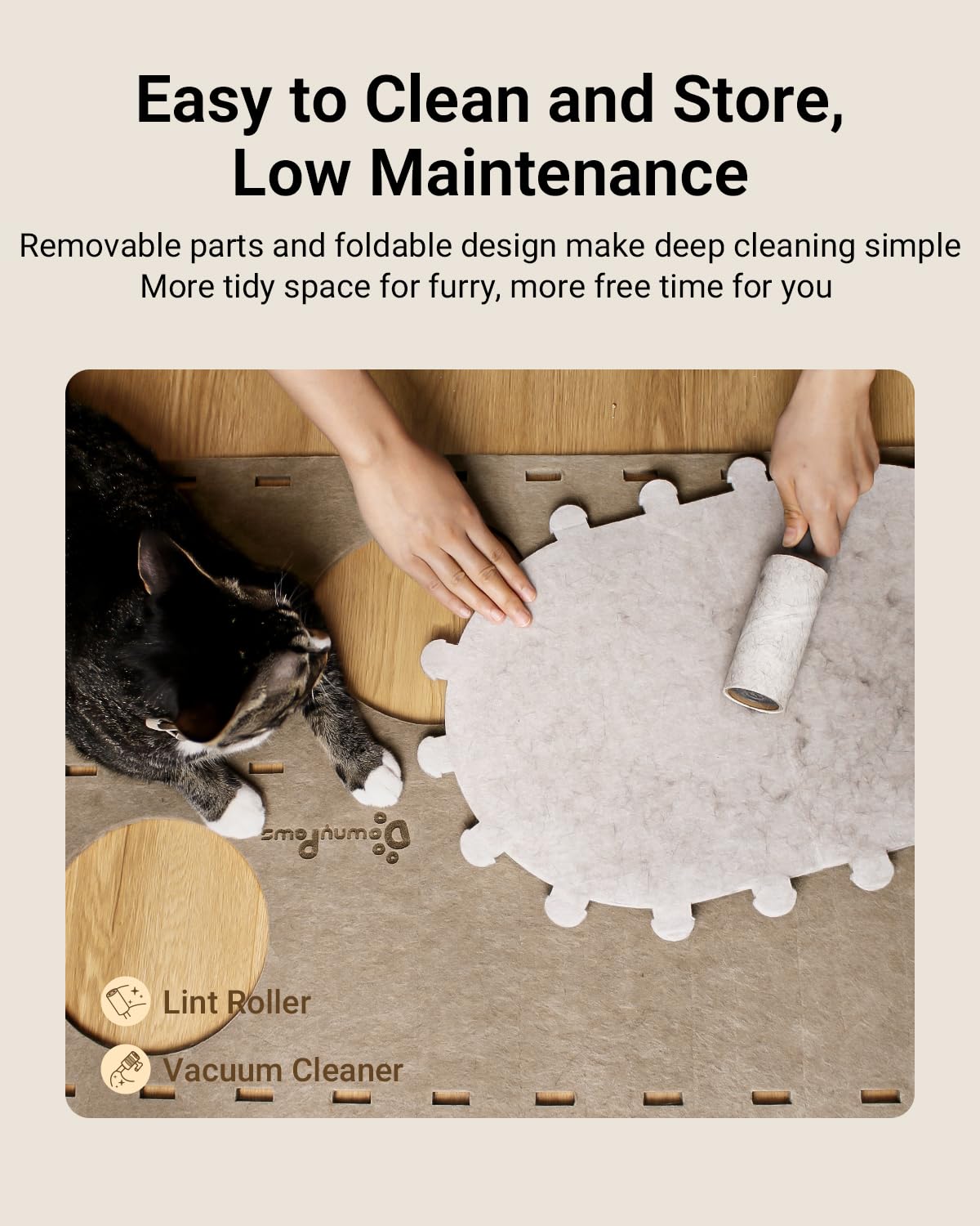 DownyPaws Cat House for Indoor Cats, 2-Storey Foldable Cat Bed Cave