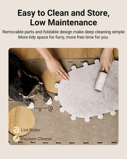 DownyPaws Cat House for Indoor Cats, 2-Storey Foldable Cat Bed Cave