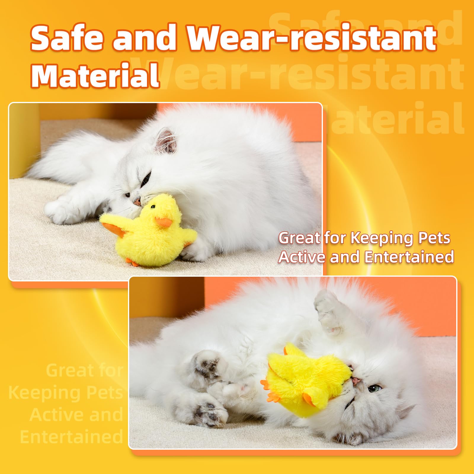 SmartTail Cat Toys Rechargeable Flapping Duck, Lifelike Quacking Toys