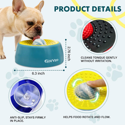 Rolling Ball Dog Lick Bowl, Slow Feeder Dog Bowls, Non-Slip Bowl