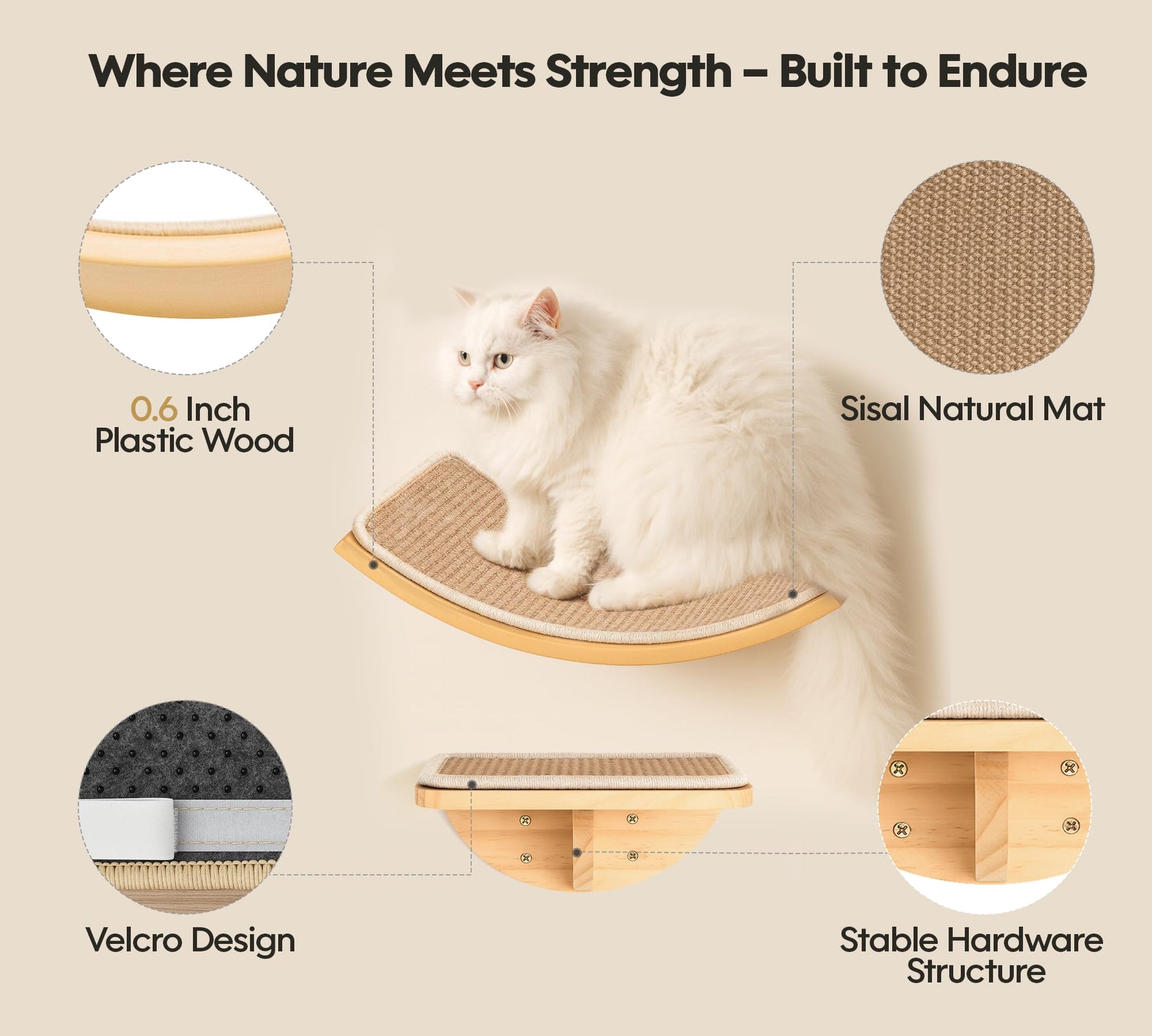 Cat Window Perches, Curved Cat Wall Sisal Mat Bed and 2 Floating Bed