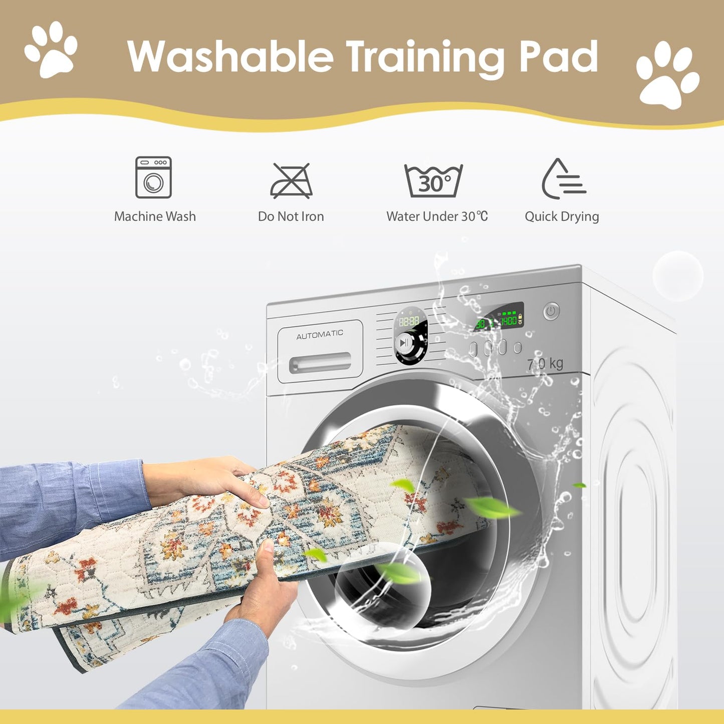 SCLOSE Washable Pee Pads for Dogs 2 Pack, 36" x 24" Reusable Puppy Mat