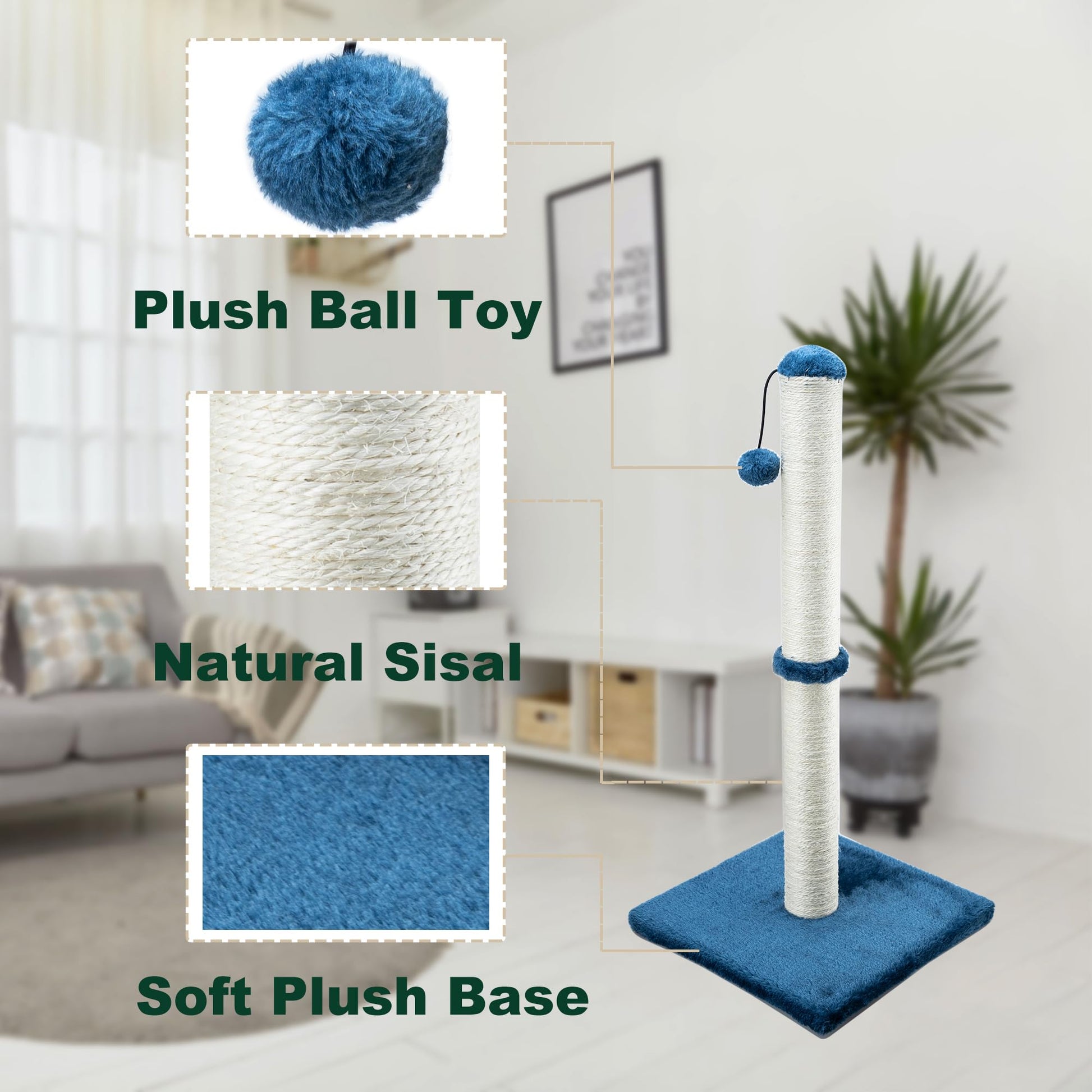 Dimaka 29" Tall Cat Scratching Post, Claw Scratcher with Scratcher