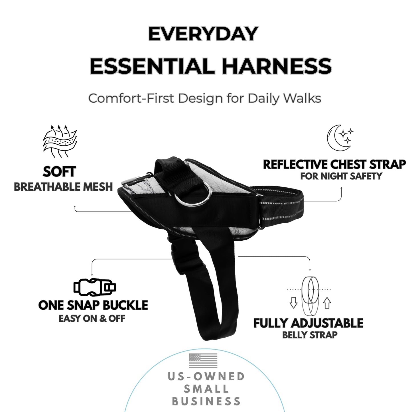 ShawnCo Essential Dog Harness, No-Pull Pet Vest with 3 Leash Leash