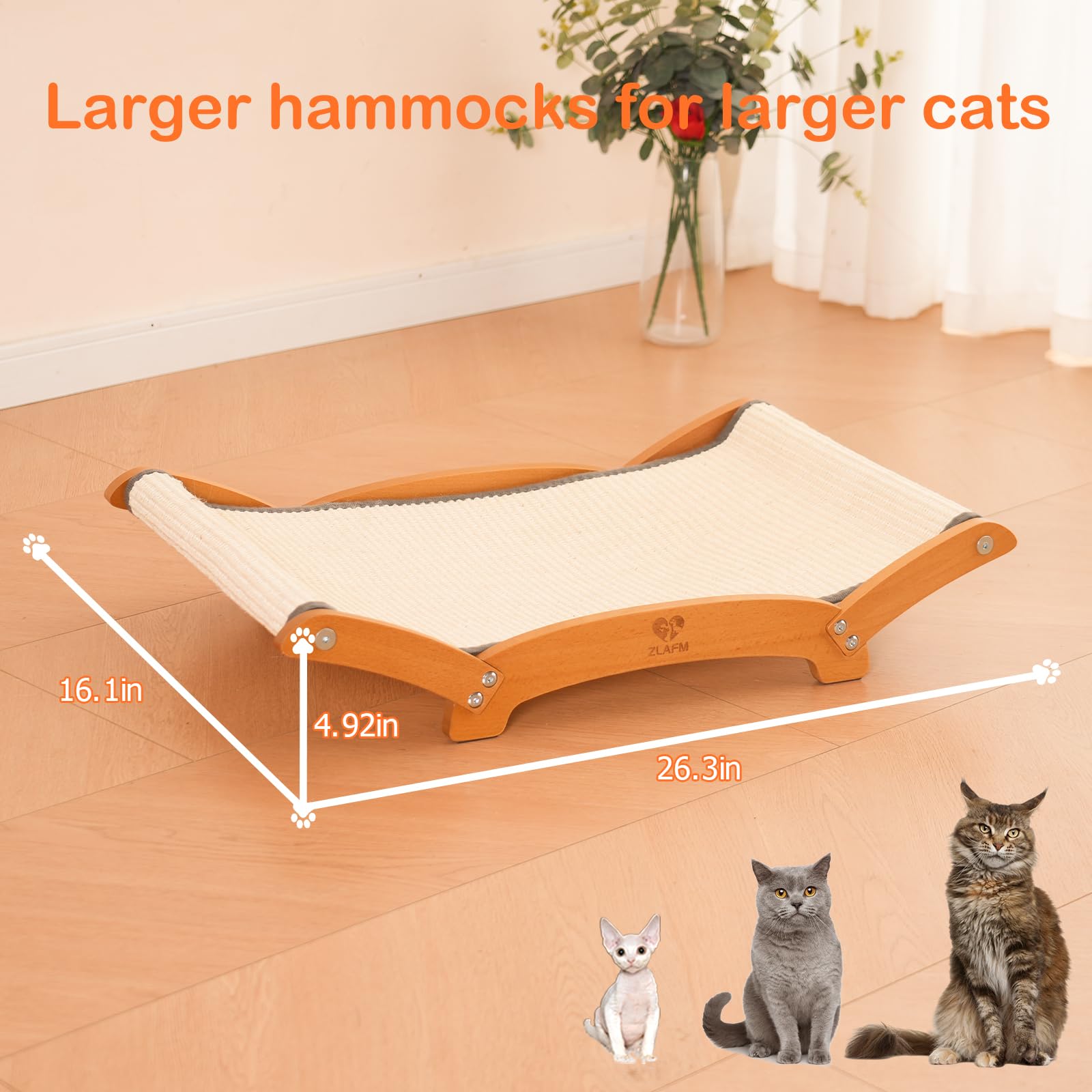 Extra-Larger Sisal Cat Scratcher Bed, Durable Cat Scratching Post
