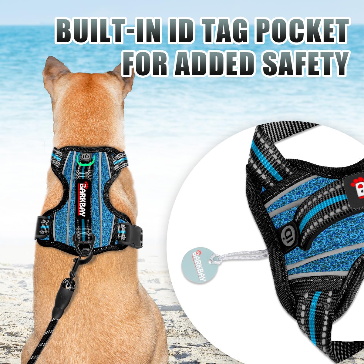 BARKBAY No Pull Dog Harness Large Step in Reflective Dog Harness