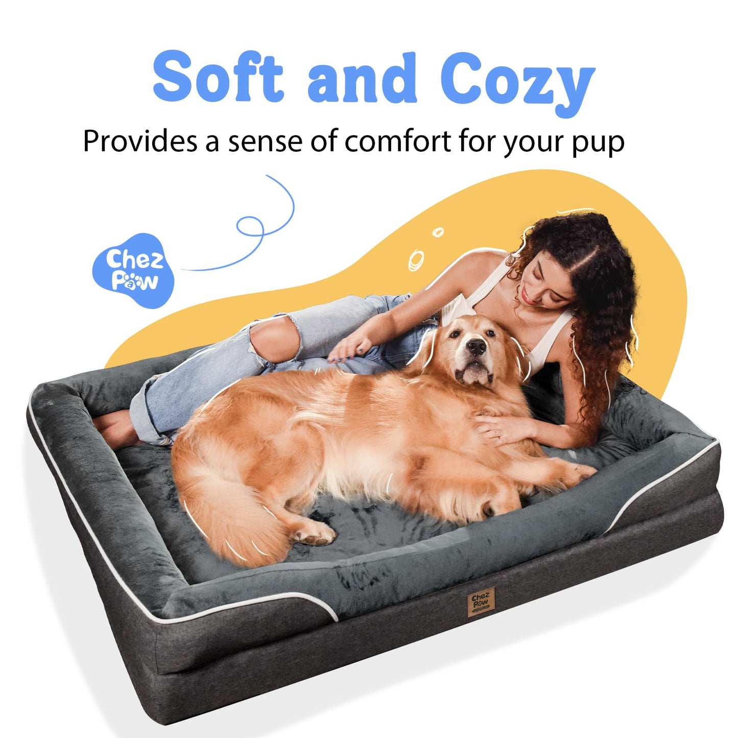 Large Orthopedic Dog Bed Washable XL Dog Couch Sofa Four Sides Bed