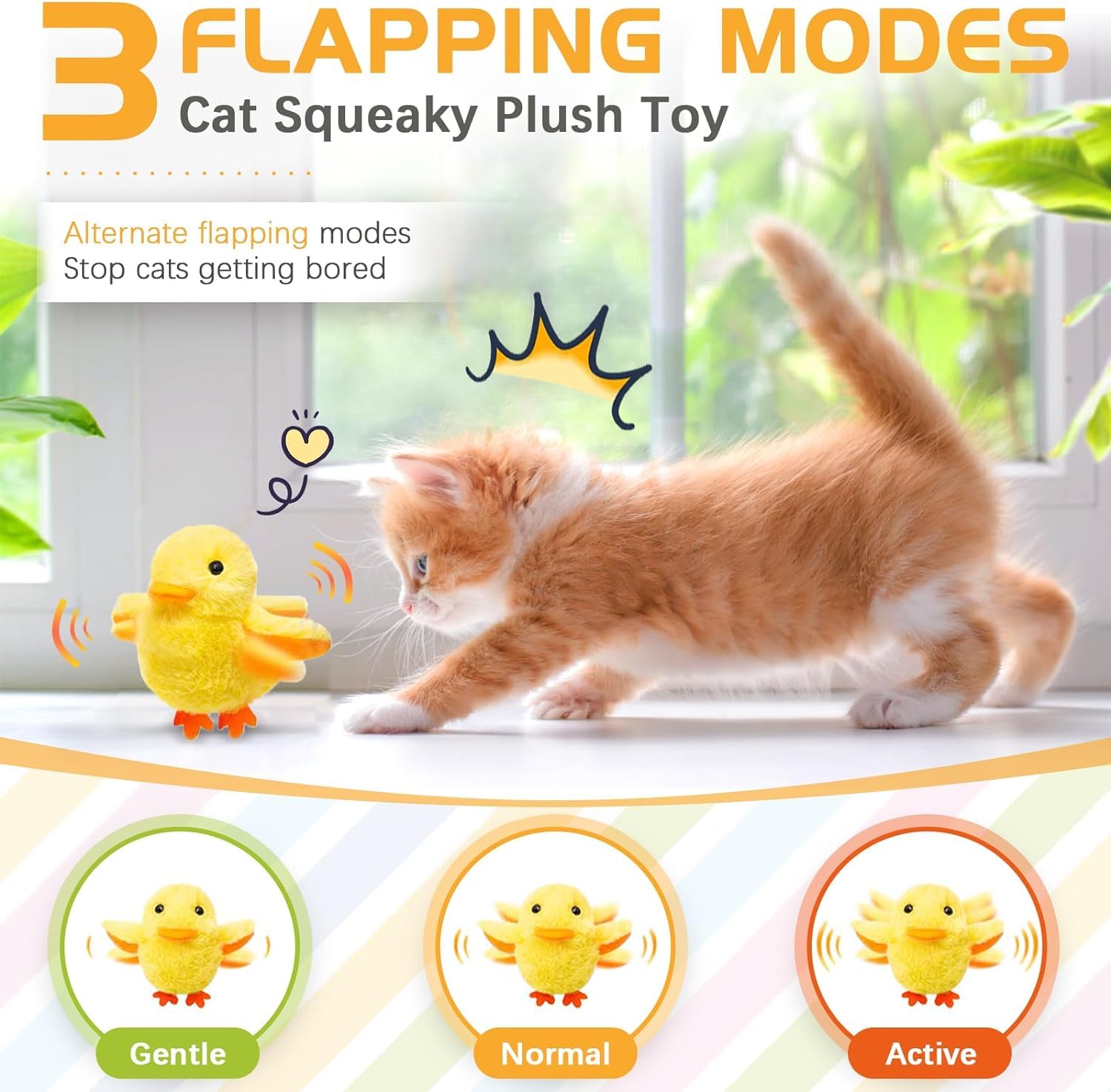 SmartTail Cat Toys Rechargeable Flapping Duck, Lifelike Quacking Toys