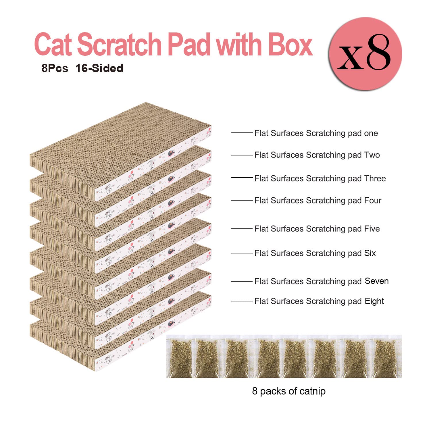 8 Packs in 1 Cat Scratch Pad, Cat Scratcher