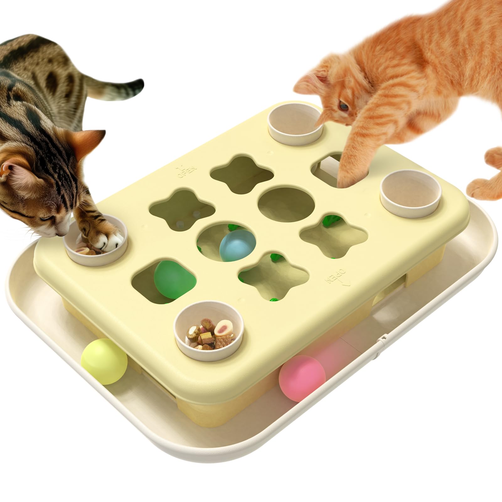 KADTC Cat Enrichment Toys, 3 Ways to Play, Large Size, Track Balls