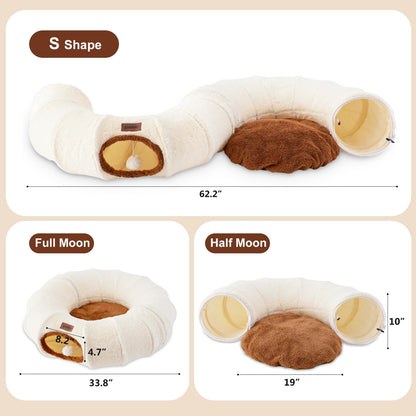ZOMISIA Cat Tunnel Bed for Indoor Cats, Cute Cat Donut Toy Tunnel