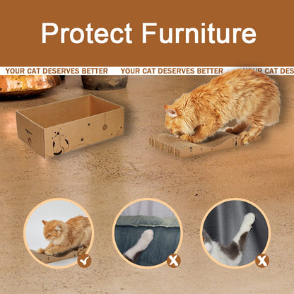 RUBMEOW Cat Scratcher Cardboard Pad Scratch Box,4pcs Scratching Board