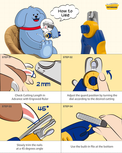 PETHROOM] Dog Nail Clipper with Transparent Guard Nail File Clipper