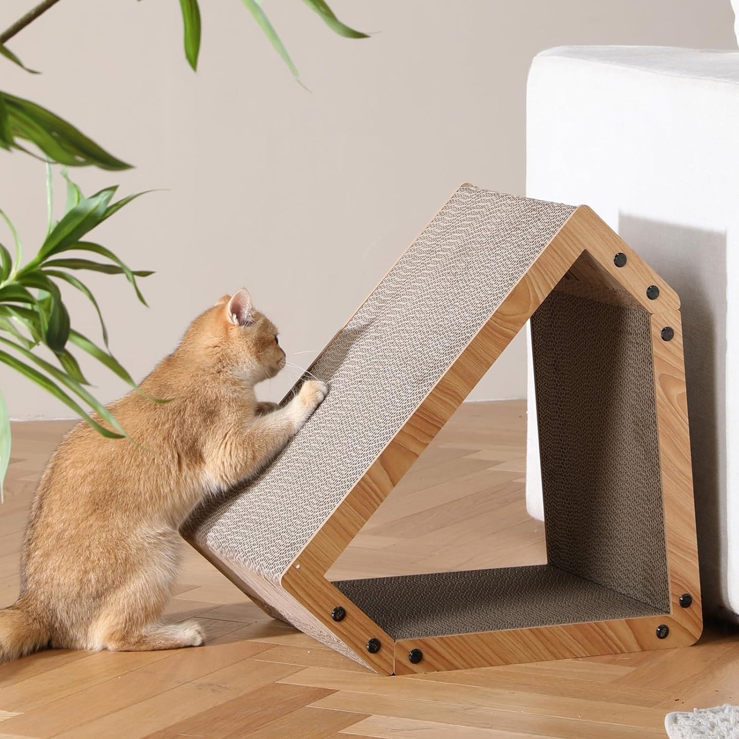 FUKUMARU Cat Scratcher House, Cozy Cardboard Design, Safe and House