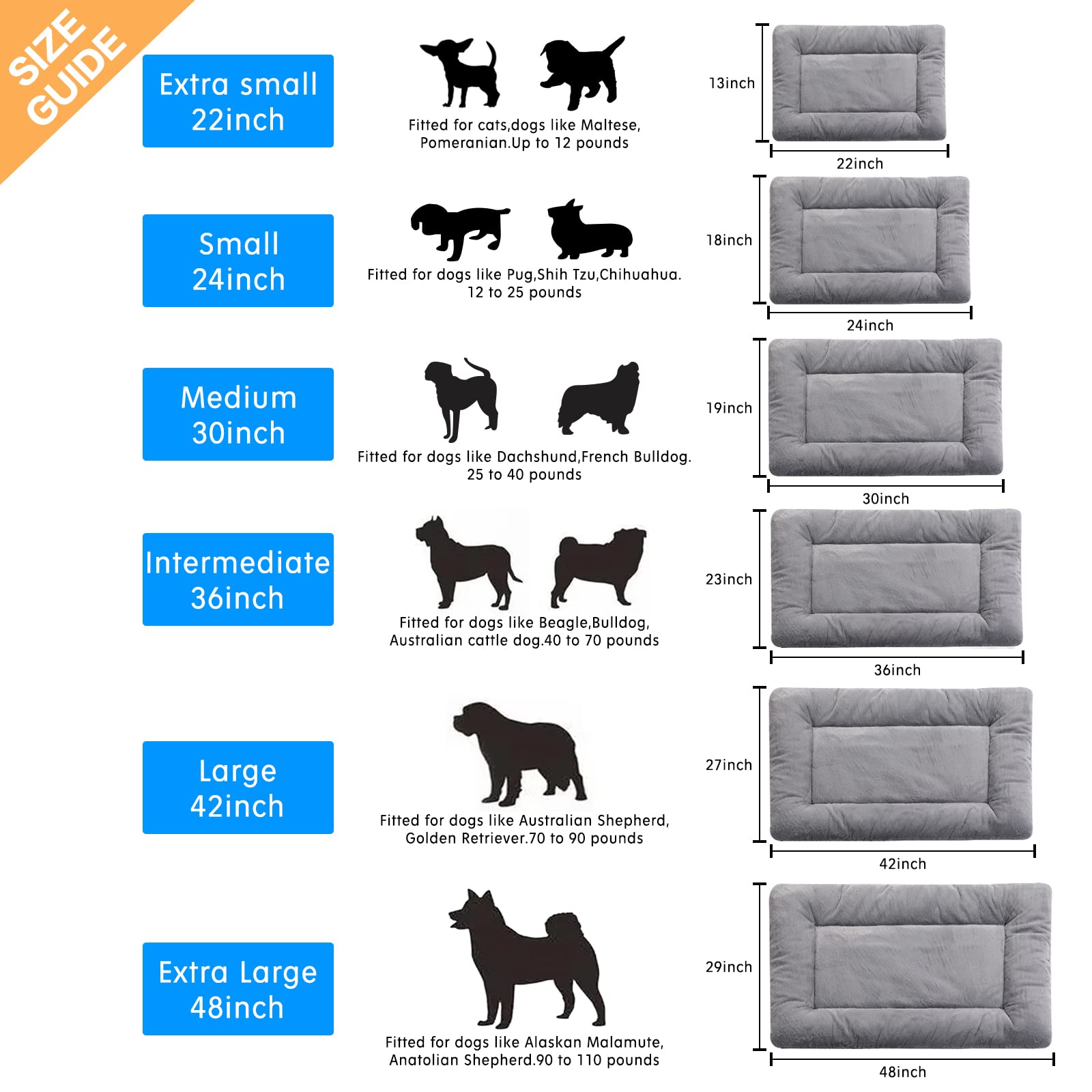 Dog Beds Crate pad for Extral Small Fit Metal, Utral Kennel