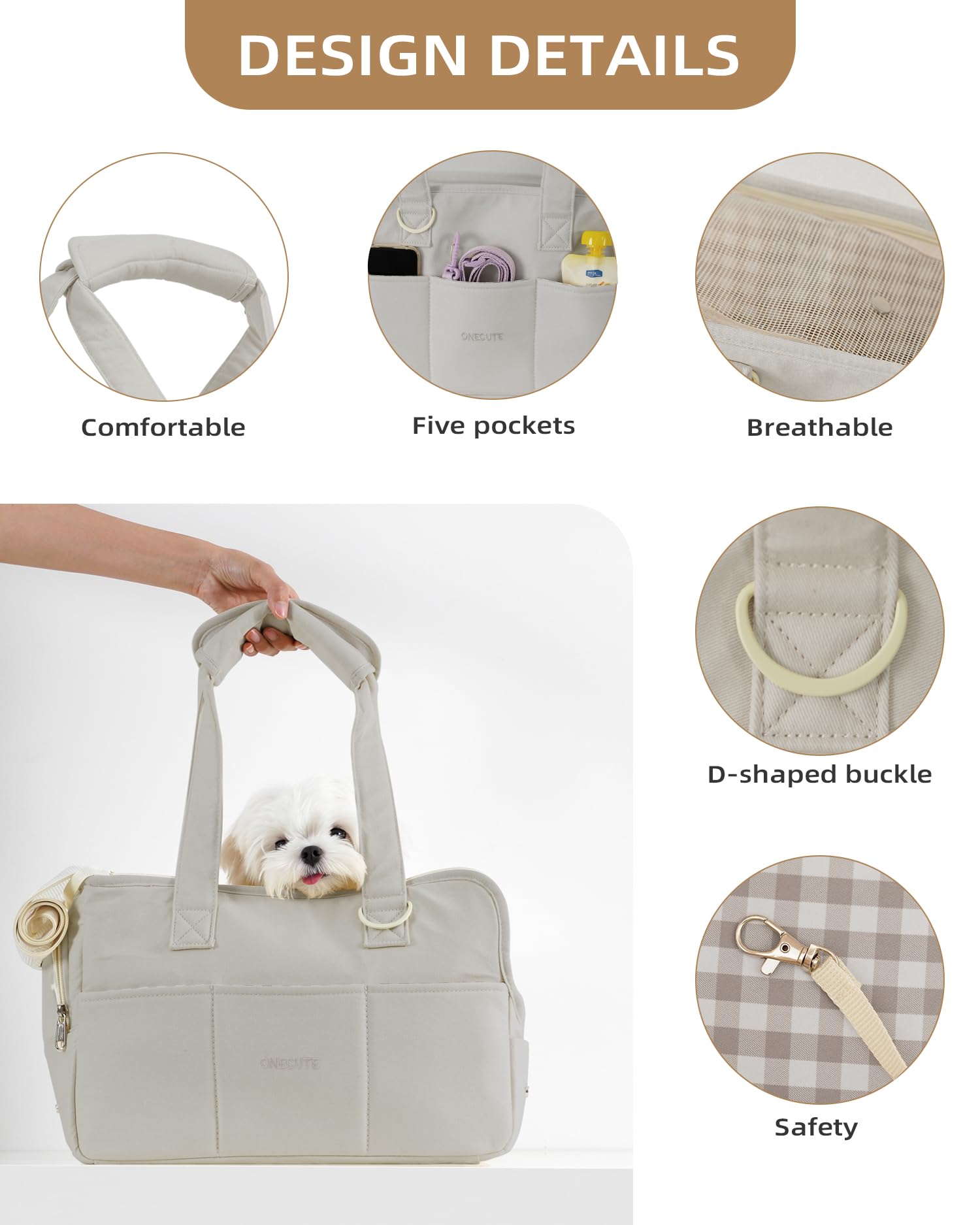 ONECUTE Dog Carrier for Small Dogs Rabbit cat with Large Pockets Bag