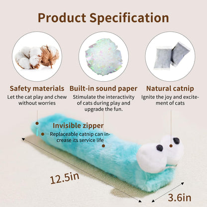 2BB Cat Kicker Toys 3 Pack, Quiet Catnip Toy Pillows for Indoor Catnip