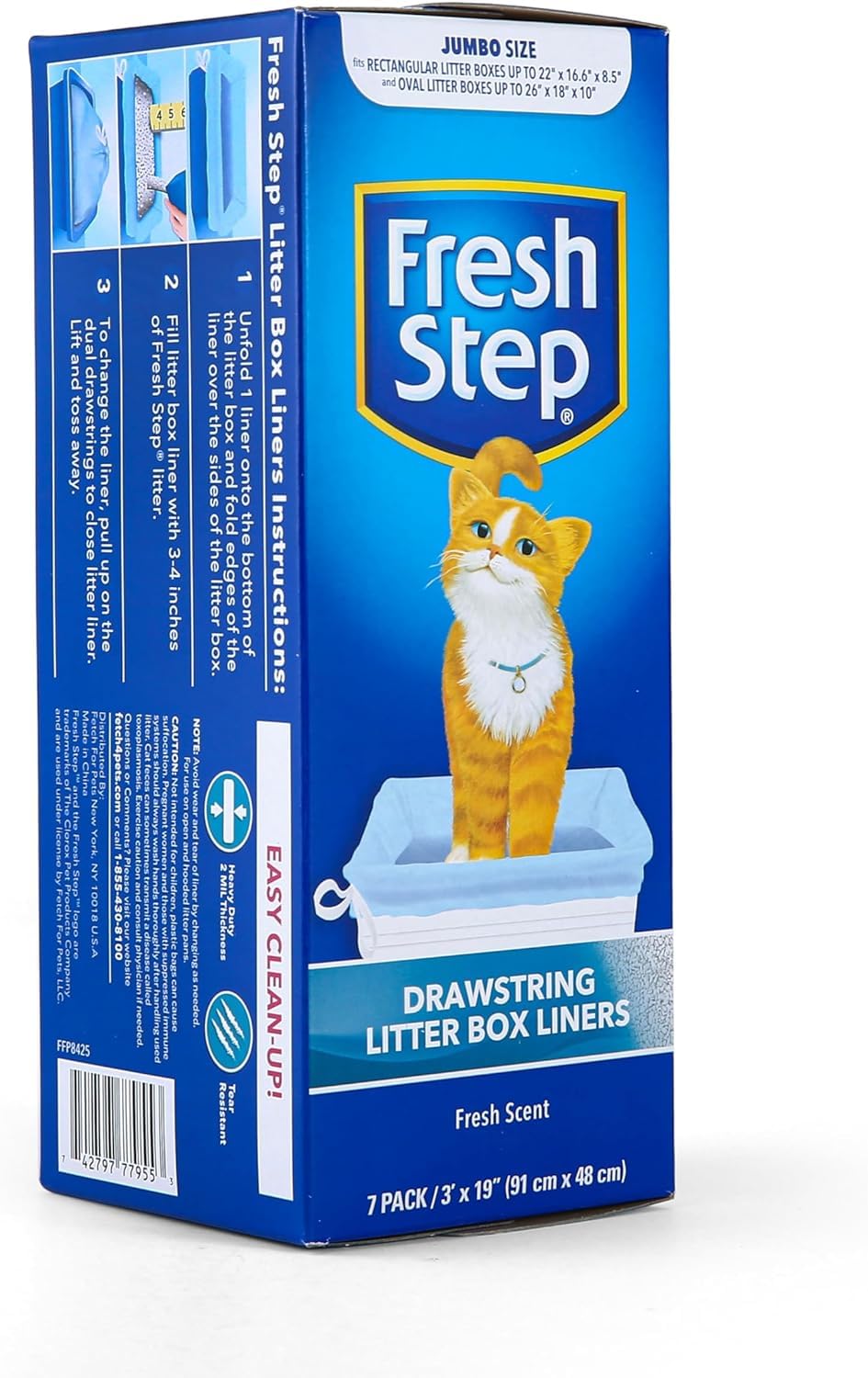 Fresh Step Jumbo Drawstring Cat Litter Box Liners, Scented Heavy Box