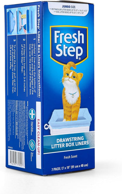 Fresh Step Jumbo Drawstring Cat Litter Box Liners, Scented Heavy Box